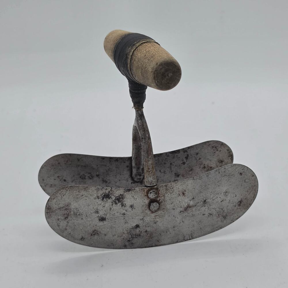Antique Double Blade Rocking Food Chopper Mezzaluna Primitive Kitchen Tool 8